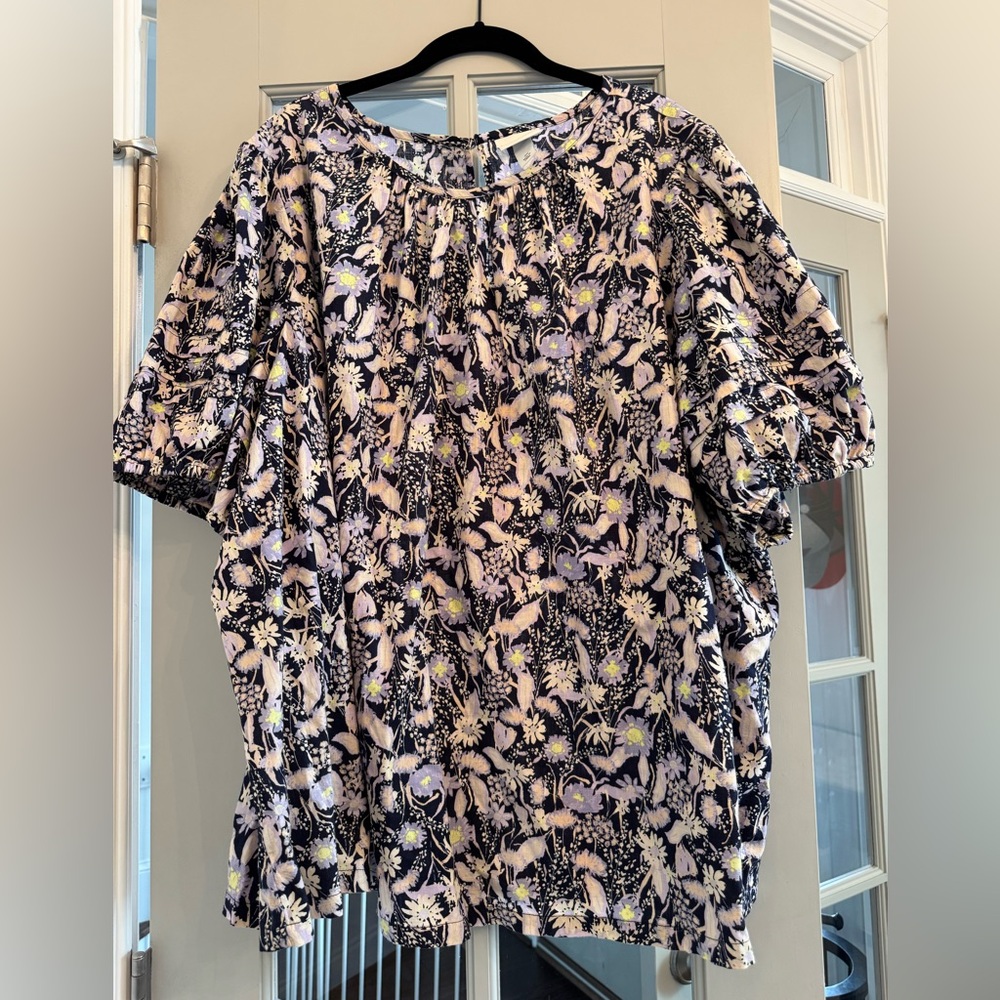 Ava & Viv Purple and Cream Floral Blouse